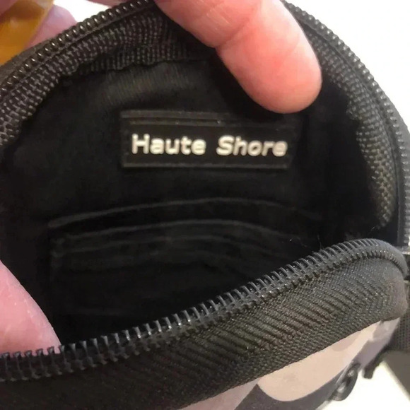 Haute Shore crossbody bag.  Grey/black camo design with rainbow stripe on front. - Picture 7 of 7